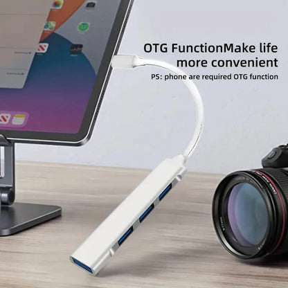 4 Port USB C Hub USB 3.0/3.1 OTG Adaptor - Gray