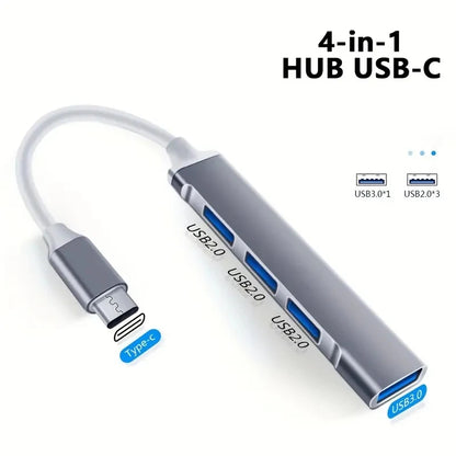 4 Port USB C Hub USB 3.0/3.1 OTG Adaptor - Gray