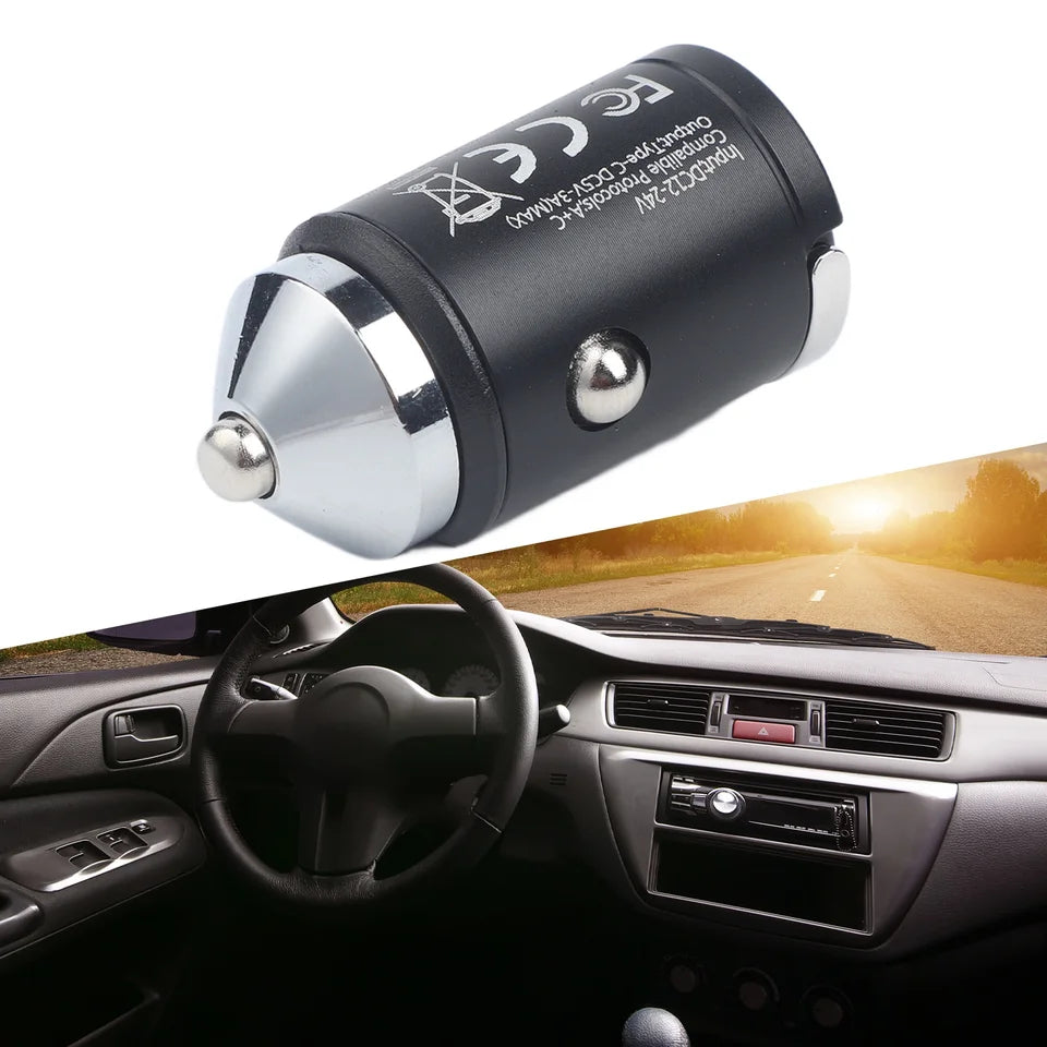 Mini Dual USB Type C PD Car Phone Charger 100W