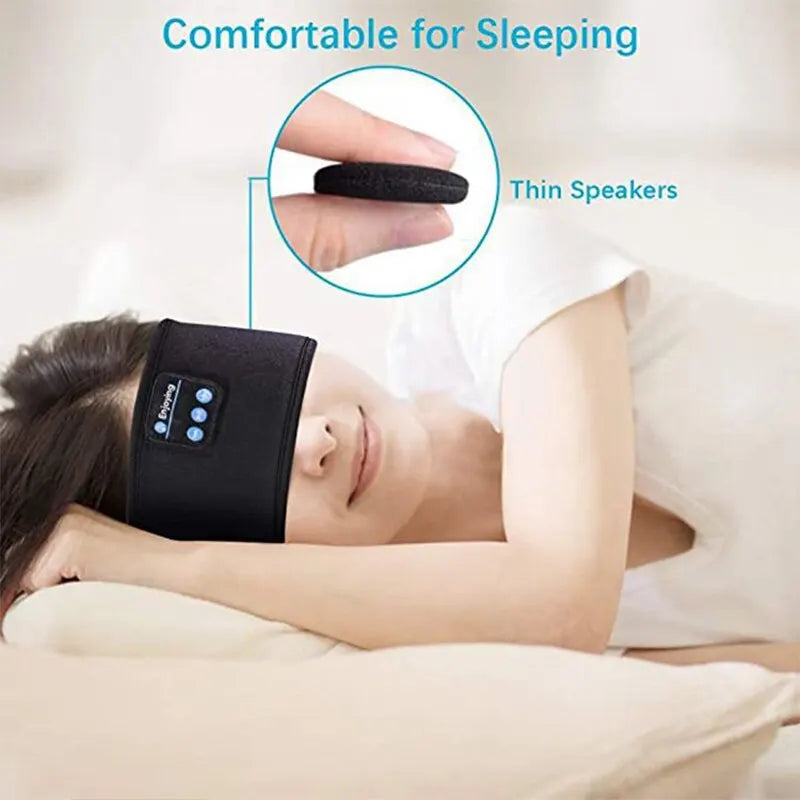 Bluetooth 5.0 Sleep Eye Mask Wireless Headphones Soft Music - BLACK