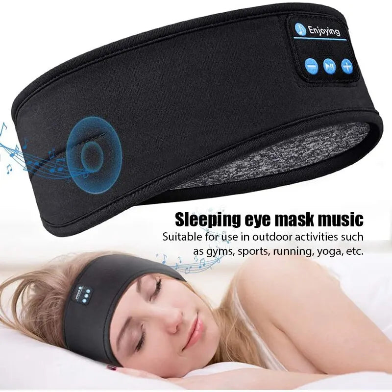 Bluetooth 5.0 Sleep Eye Mask Wireless Headphones Soft Music - BLACK
