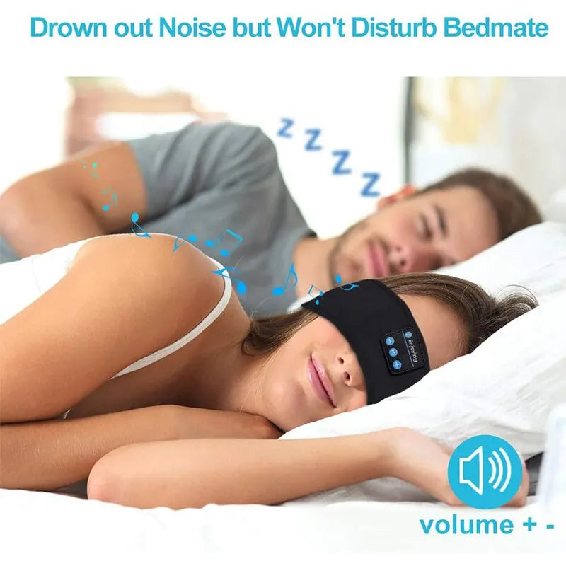 Bluetooth 5.0 Sleep Eye Mask Wireless Headphones Soft Music - BLACK